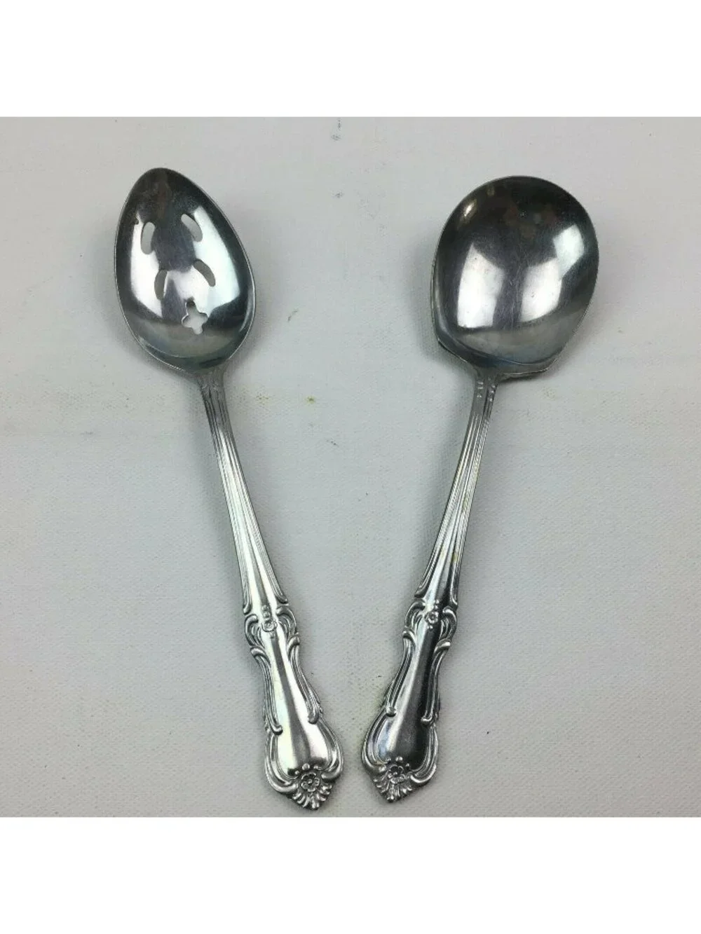 Salem Stainless Kitchen Silver Slotted Serving Soup Spoon Set 8.5